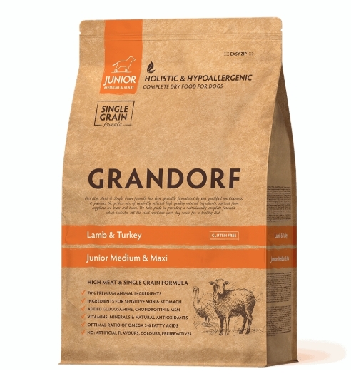 Грандорф Ягненок с индейкой для юниоров всех пород  3 кг GRANDORF DOG Lamb&Turkey JUNIOR