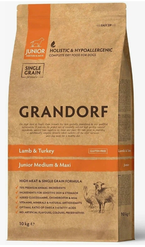 Грандорф Ягненок с индейкой для юниоров всех пород  10 кг GRANDORF DOG Lamb&Turkey JUNIOR