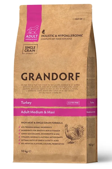 Грандорф Индейка для взрослых собак средних и крупных пород  10 кг GRANDORF DOG Turkey MED&MAXI