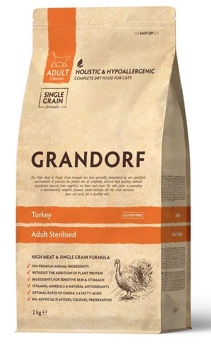 Грандорф Индейка для стерилизованных кошек 2 кг GRANDORF CAT Turkey STERILISED