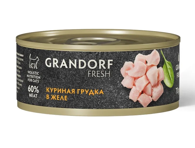 Грандорф Консервы для кошек GRANDORF FRESH Куриная грудка в желе 0,07 кг