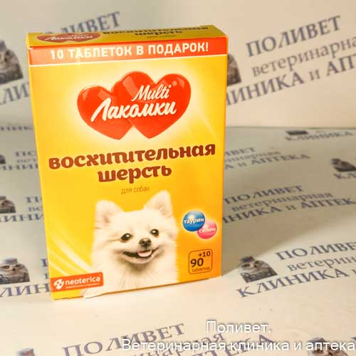МультиЛакомки витаминиз. лакомство для собак Восхитительная шерсть 100 таб
