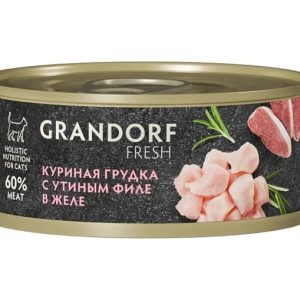 Грандорф Консервы для кошек GRANDORF FRESH Куриная грудка с утиным филе в желе 0,07кг