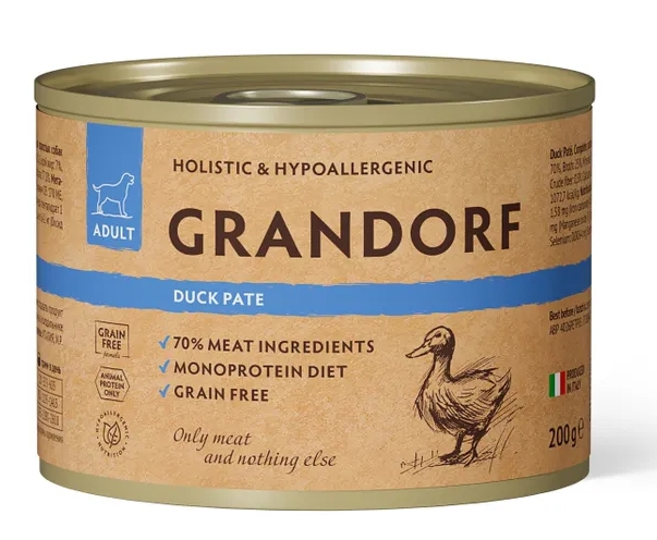 Грандорф Консервы для собак GRANDORF Паштет из утки 0,2 кг GRANDORF Duck pate
