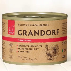 Грандорф Консервы для собак GRANDORF Паштет из индейки 0,2 кг GRANDORF Turkey pate