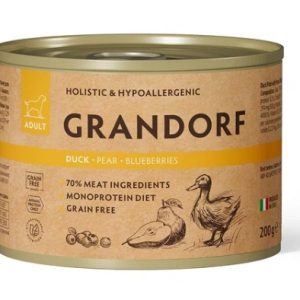 Грандорф Консервы для собак GRANDORF Паштет из утки с грушей и черникой 0,2кг