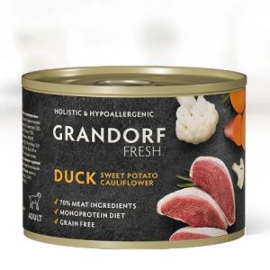 Грандорф Консервы для собак GRANDORF FRESH Паштет из утки с бататом и цветной капустой  0,2кг