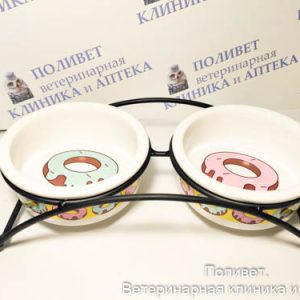 Миска керамическая на подставке "Пончики", 2*0,25л, Triol 30231035