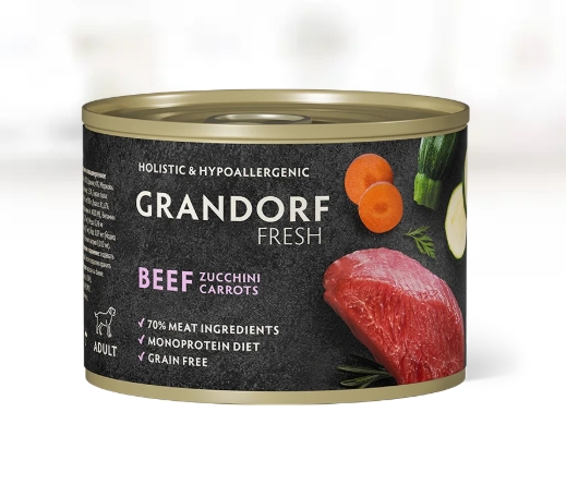 Грандорф Консервы для собак GRANDORF FRESH Паштет из говядины с цукини и морковью  0,2кг