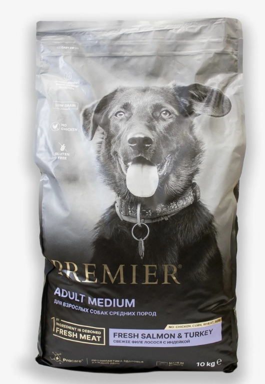 Премьер Лосось с индейкой для собак средних пород 10 кг Premier Dog Salmon&Turkey ADULT Medium