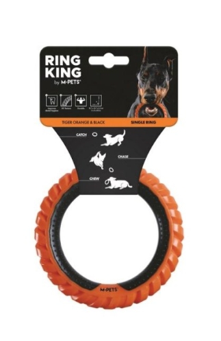 Игрушка для собак кольцо RING KING одинарное, черный/оранжевый 12.7x12.7x2.2см MPets 10660599