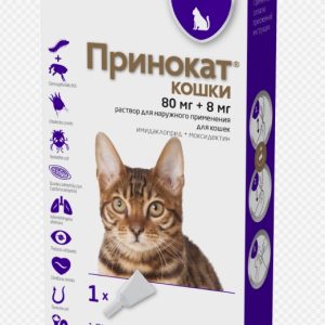Принокат р-р д/наружного прим. д/кошек более 4кг 80+8мг пип. 0,8мл №1 (аналог Адвоката)
