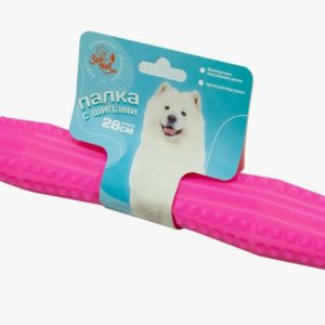 Игрушка палка литая с шипами "Зооник" 28 см (пластикат), розовая