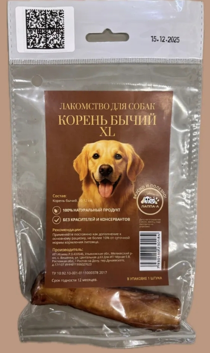 Лакомство ЛАППА-А д/собак Корень бычий XL 10-12см (1шт)