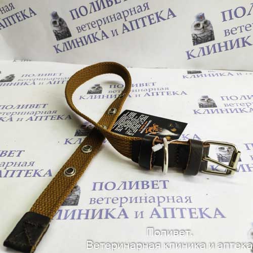 Ошейник брезент 20мм (33-45см), коричневый