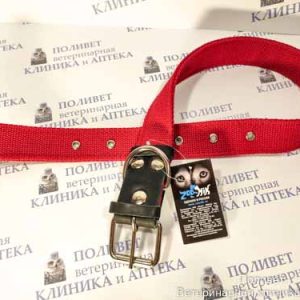 Ошейник брезент, двойной 35мм (51-68см), красный
