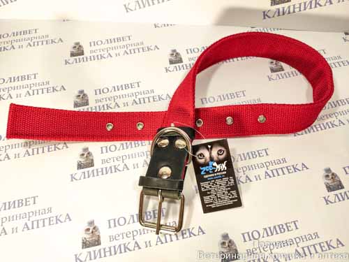 Ошейник брезент, двойной 35мм (51-68см), красный