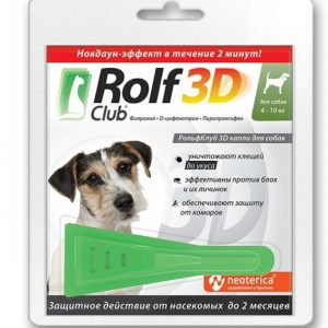 РольфКлуб 3D капли д/собак от клещей/блох 4-10кг пипетка x 1мл №3