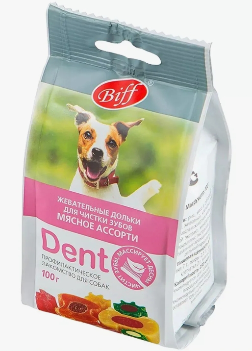 Жевательные дольки DENT мясное ассорти д/собак 100г