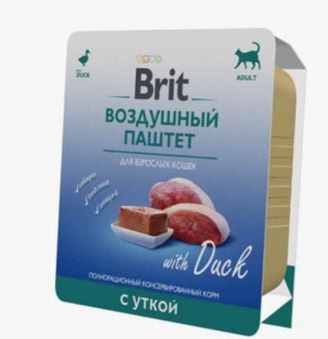 Brit Premium воздушный паштет д/взрослых кошек Утка 100г