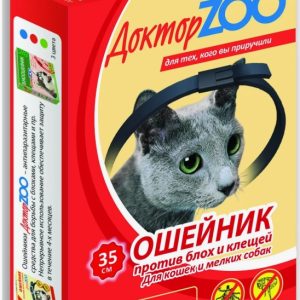 Ошейник БИО Доктор Зоо для кошек и мелк.собак 35см от блох красный ZR0922