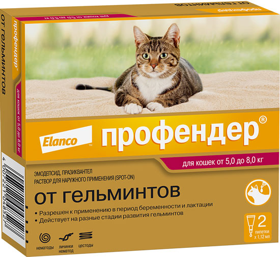 Профендер р-р д/наруж. прим. 1,12мл №2 (пип) д/кошек 5-8кг