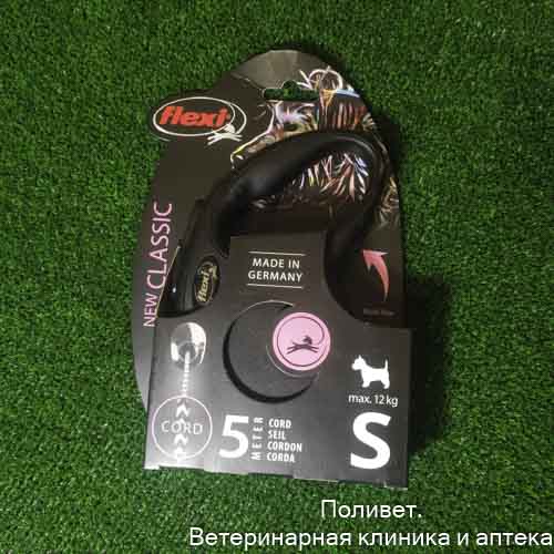 Поводок-рулетка Flexi New Classic S 5м 12кг трос черный 02252 8 Стэк Профи