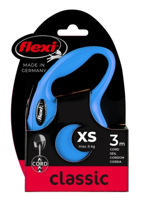 Поводок-рулетка Flexi New Classic XS 3м 8кг трос голубой/синий 02241 2 Стэк Профи