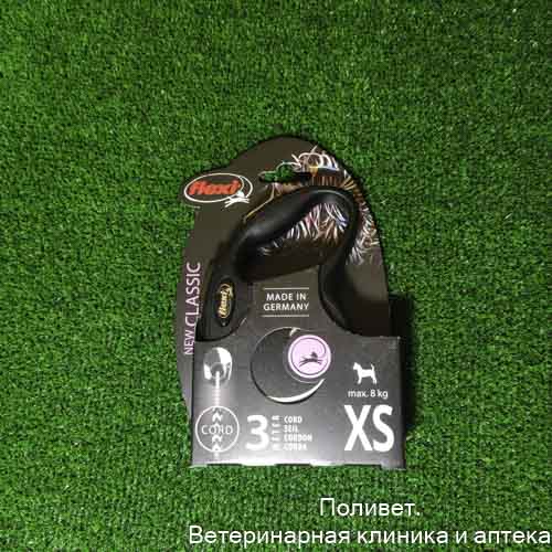 Поводок-рулетка ФЛЕКСИ New Classic cord XS 3м 8кг черный  022429
