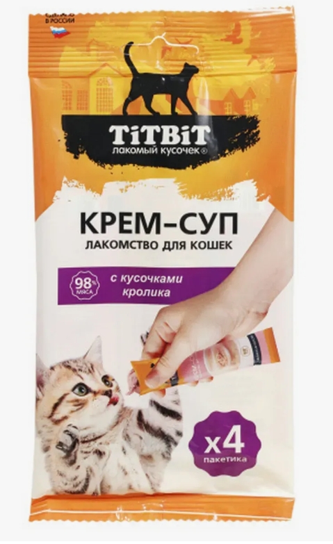 Titbit Крем-суп д/кошек с кусочками кролика 10г №4 026281