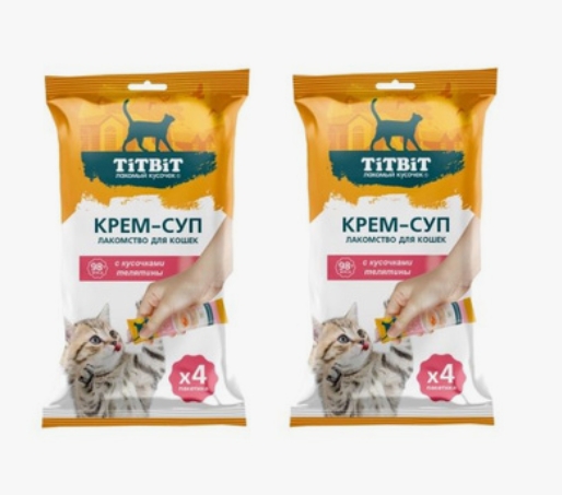 Titbit Крем-суп д/кошек с кусочками телятины 10г №4 026267