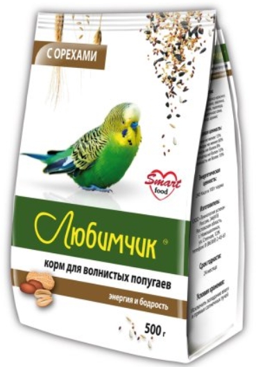 Любимчик зерносмесь д/волнистых попугаев Орех 500г (пакет)