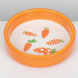 Миска керамическая с морковками 80 мл  8,8 х 8,8 х 3 см, оранжевая   9942193