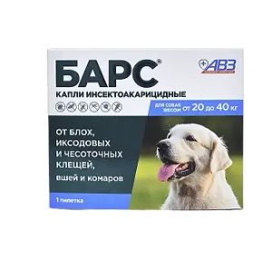 Барс капли инсектоакарицидные для собак от 20кг до 40кг, 1 пип по 2,68мл