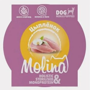 Молина д/взрослых собак мини-пород Цыпленок и креветки в желе 75г ламистер