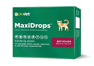 МаксиДропс р-р д/наруж. применения д/кошек 1-4кг пипетка x 0,5мл
