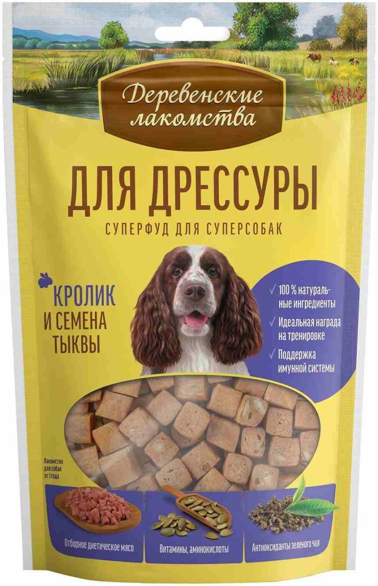 Лакомства Деревенские для собак Для Дрессуры, кролик и семена тыквы, 90г 86763