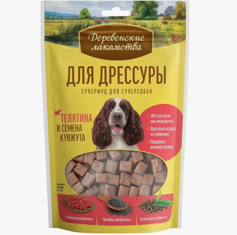 Лакомства Деревенские для собак Для Дрессуры, телятина и семена кунжута, 90г 86762