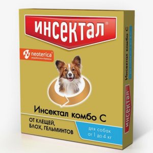 Инсектал капли Комбо С от клещей/блох д/собак 1-4кг пипетка x 0,4мл