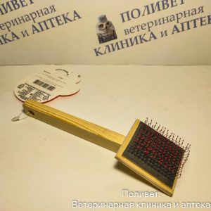 Пуходерка деревянная плоская малая с каплей "Зооник" 50*55
