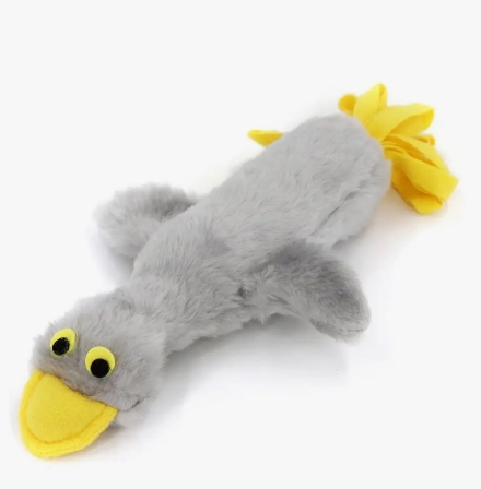 Игрушка "Утка" с пищиком, бутылка, мех (260х70х440) Светло-серый