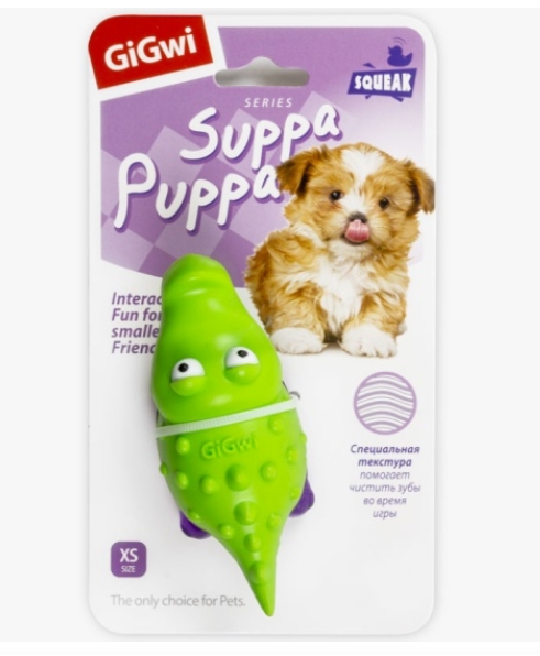 Игрушка д/собак Крокодильчик с пищалкой 10см, серия SUPPA PUPPA