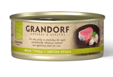 Грандорф Консервы для кошек GRANDORF Филе тунца с мясом краба в бульоне 0,07кг