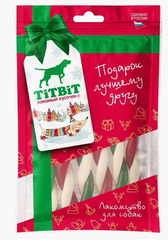 Titbit Новогодняя коллекция лакомство д/собак Твистер рождественский 80г 027967