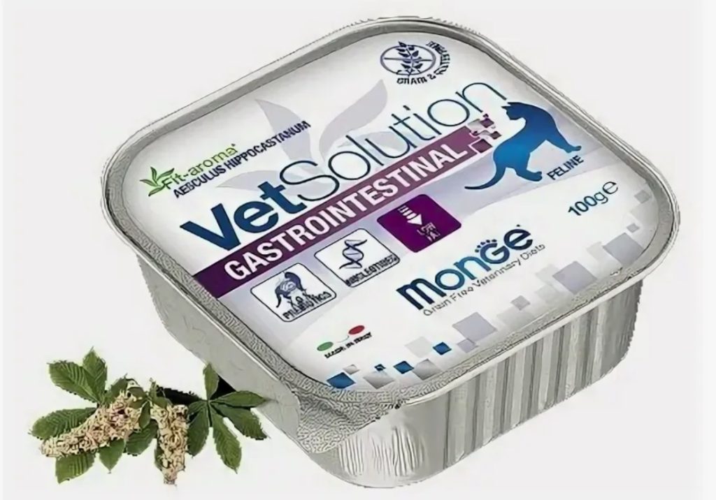 Диетический корм Monge Gastrointestinal гастро интестинал для кошек при заболеваниях ЖКТ 100 г
