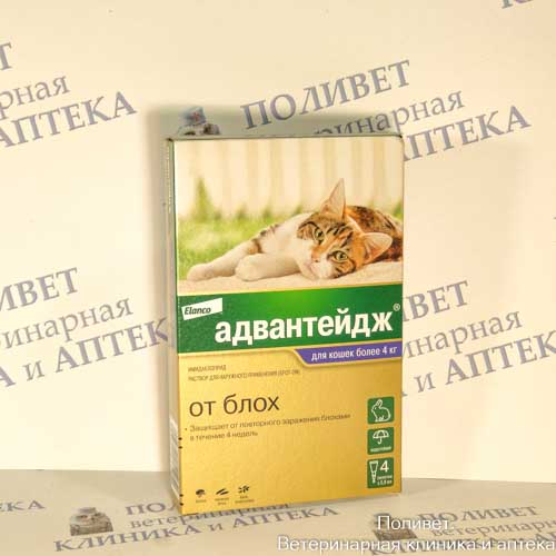 Адвантейдж 80 р-р д/наружного прим. д/кошек свыше 4кг 0,8мл (4пип)