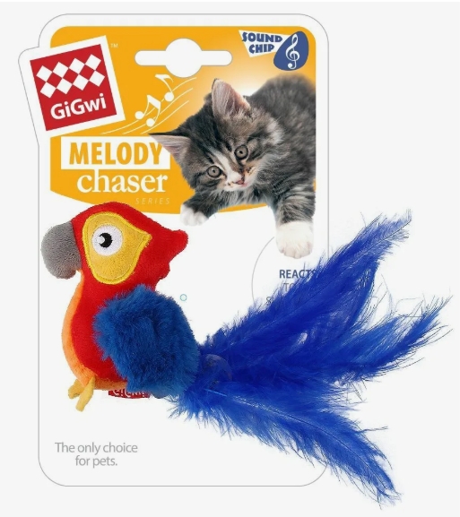 Игрушка для кошек Попугай со звуковым чипом 12см серия MELODY CHASER
