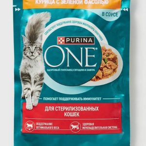Пурина One корм д/стерил. кошек Курица/Зеленая фасолью 75г 12455692