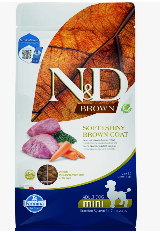 Фармина ND Dog Brown Lamb Spirulina&Carrot Adult Mini д/собак мелких пород Ягненок/Морковь 2кг (1029