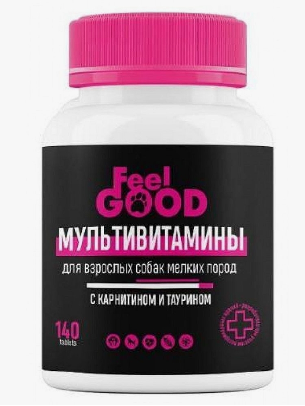 FeelGOOD Мультивитамины для взрослых собак мелких пород с карнитином и таурином, 140 табл.
